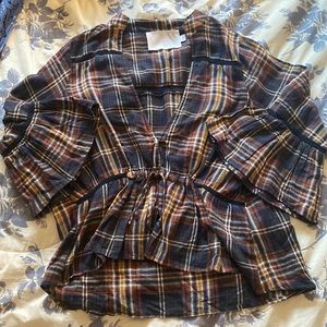 Free People Plaid Blouse
